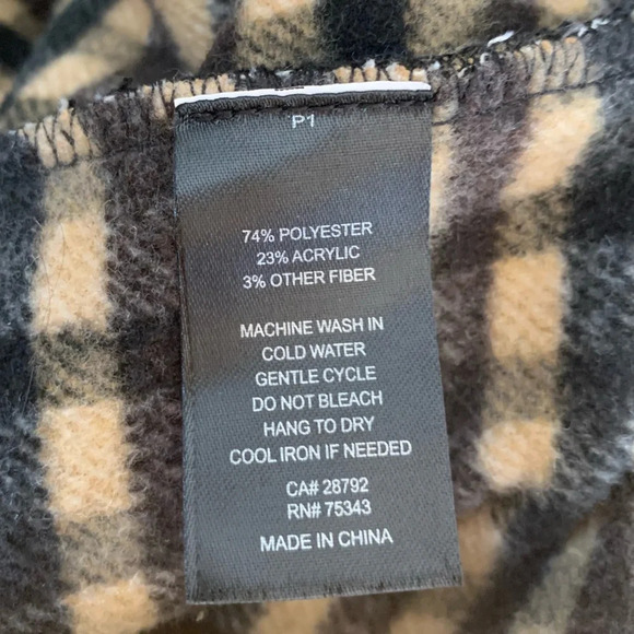 Joie Camel Black tan Plaid coat jacket Brushed Flannel Cropped  Shacket Large - Picture 9 of 9